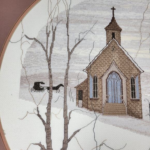 Buckley Moss Country Church Amish Needlework Winter 15x17" Decorative Wall Art - Picture 13 of 14